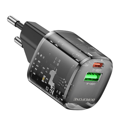 Incarcator Retea Borofone BN17 Sunlight, 20W, 3A, 1 x USB-A - 1 x USB-C, Negru