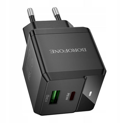 Incarcator Retea Borofone BN19 Intenso, 20W, 3A, 1 x USB-A - 1 x USB-C, Negru