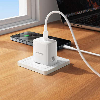 Incarcator Retea Borofone BN33 Fuente, 40W, 1 x USB-C, Alb