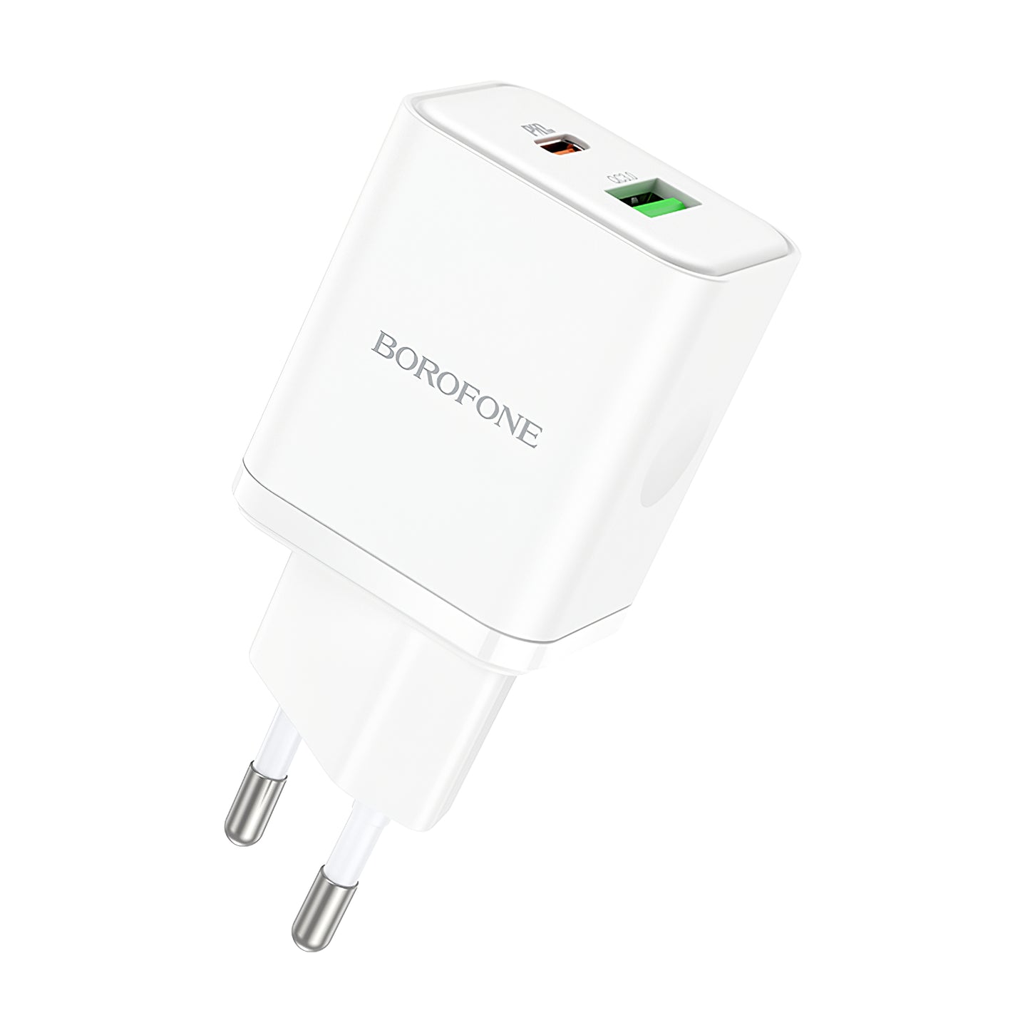 Ładowarka sieciowa Borofone BN7, 20W, 3A, 1 x USB-A - 1 x USB-C, biała 