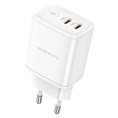 Ładowarka sieciowa Borofone BN9, 35W, 3A, 2 x USB-C, biała 