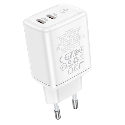 Ładowarka sieciowa Borofone BN9, 35W, 3A, 2 x USB-C, biała 