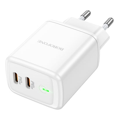 Ładowarka sieciowa Borofone BN9, 35W, 3A, 2 x USB-C, biała 