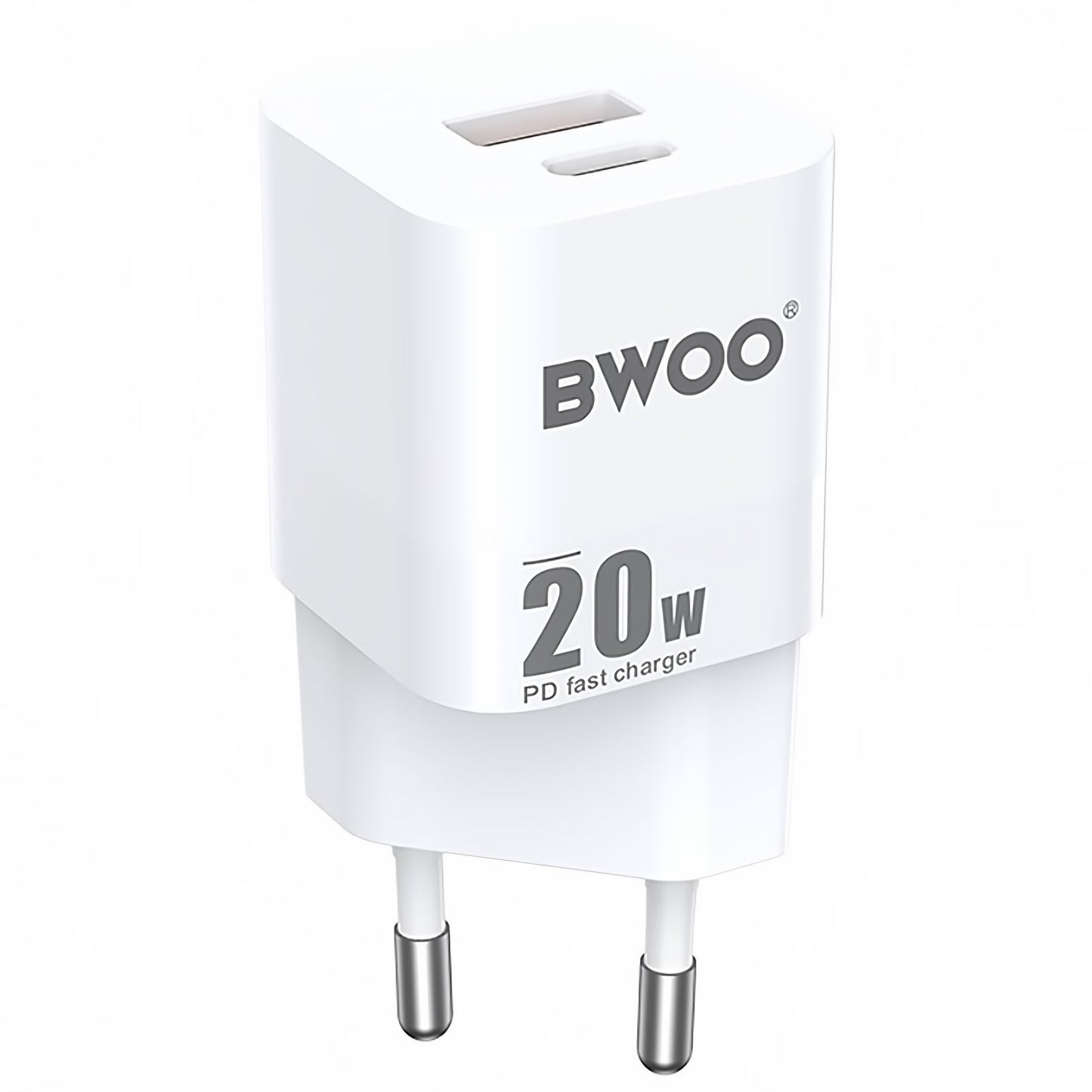 Incarcator Retea BWOO BO-CDA156, 20W, 3A, 1 x USB-A - 1 x USB-C, Alb