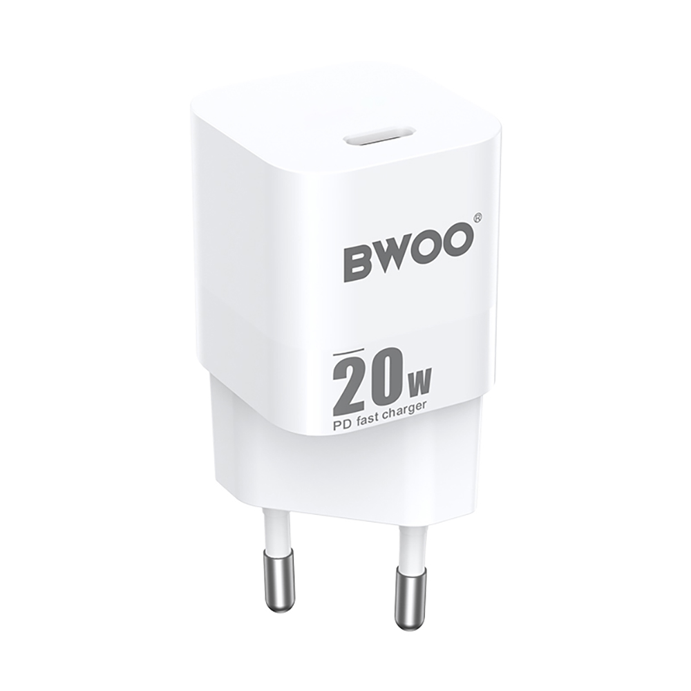 Incarcator Retea BWOO CDA155, 20W, 3A, 1 x USB-C, Alb