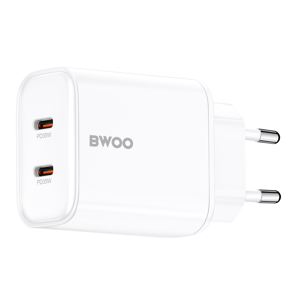 Incarcator Retea BWOO CDA206, 35W, 3A, 2 x USB-C, Alb