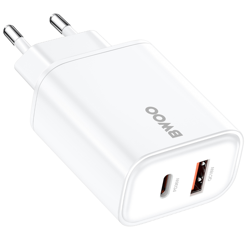 Incarcator Retea BWOO CDA207, 36W, 3A, 1 x USB-A - 1 x USB-C, Alb
