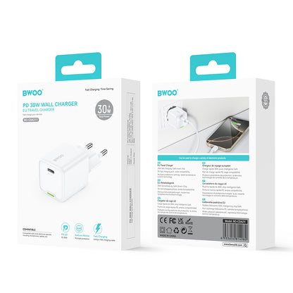 Incarcator Retea BWOO CDA211, 30W, 3A, 1 x USB-C, Alb