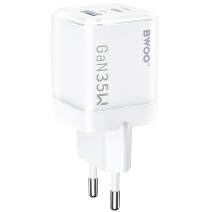 Incarcator Retea BWOO CDA222, 35W, 3A, 1 x USB-A - 1 x USB-C, Alb