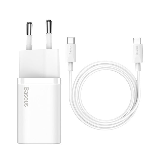 Baseus Super Si USB-C Network Charger with USB-C Cable, 25W, 3A, 1 x USB-C, White TZCCCSUP-L02 