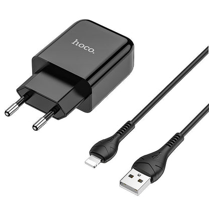 Incarcator Retea cu Cablu Lightning HOCO N2, 10W, 2A, 1 x USB-A, Negru