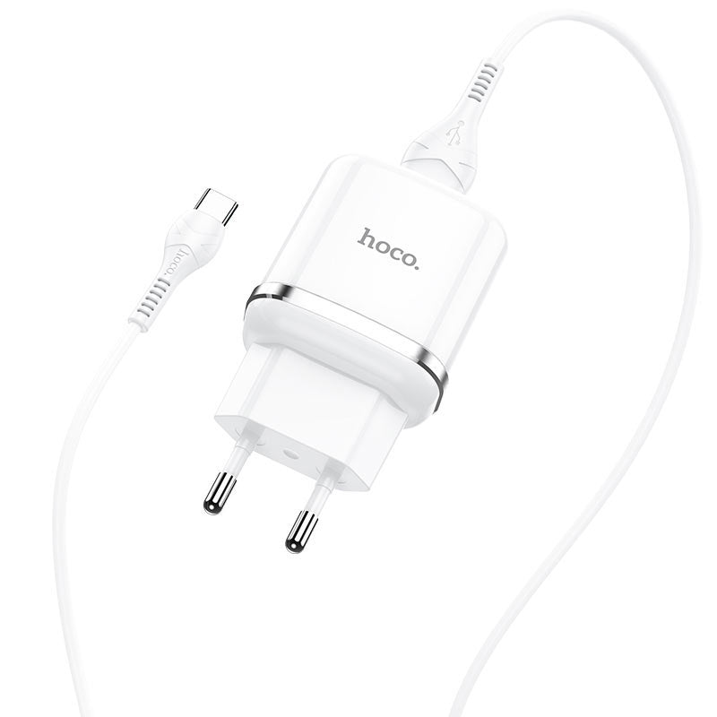 Incarcator Retea Cu Cablu USB-C HOCO N3, 18W, 3A, 1 x USB-A, Alb