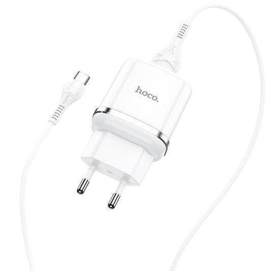 Incarcator Retea Cu Cablu USB-C HOCO N3, 18W, 3A, 1 x USB-A, Alb