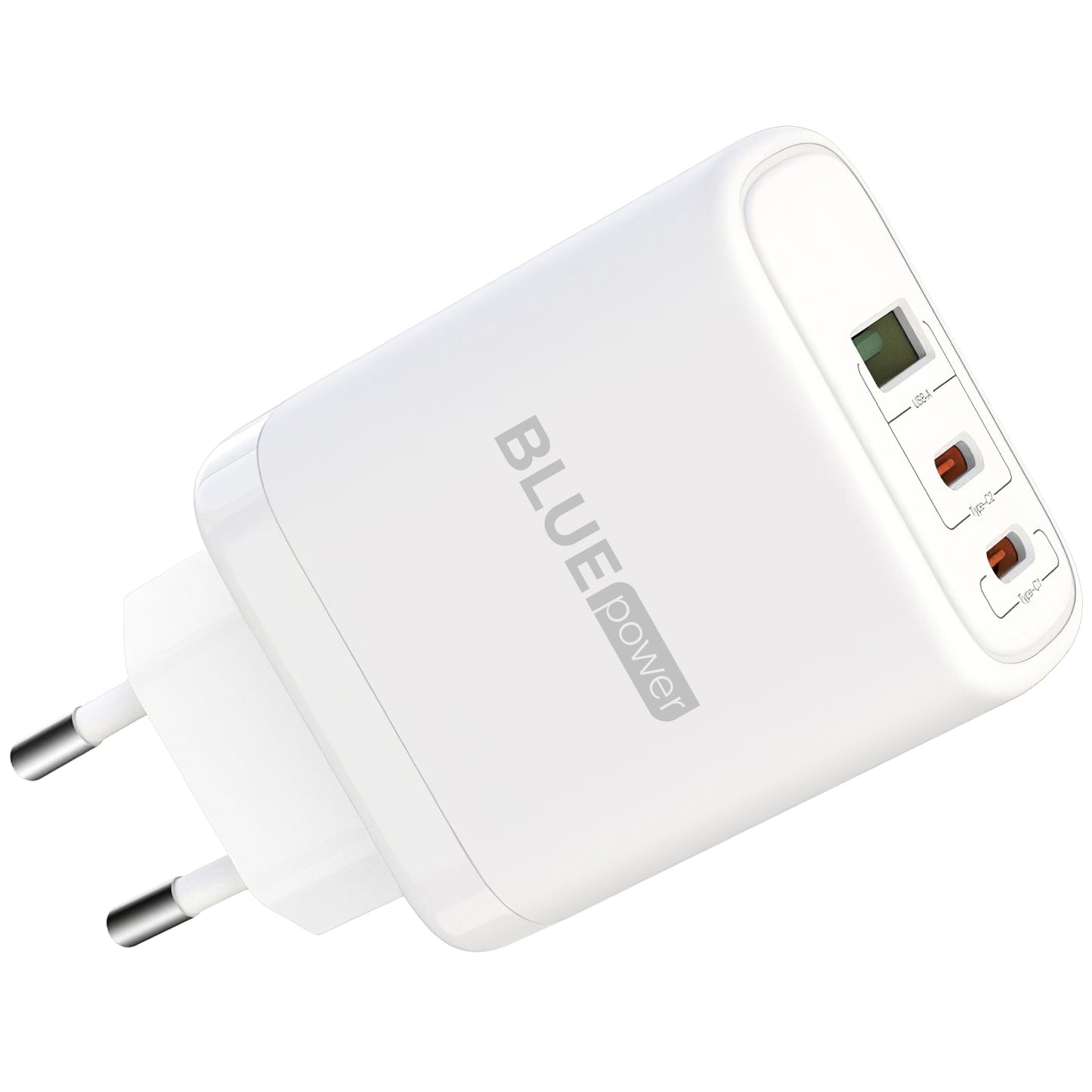 Ładowarka sieciowa z kablem USB-C BLUE Power BPCE04, 65 W, 3,25 A, 1 x USB-A - 2 x USB-C, biała