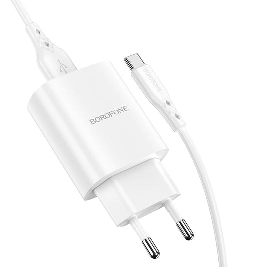 Incarcator Retea cu Cablu USB-C Borofone BN1, 10W, 2.1A, 1 x USB-A, Alb