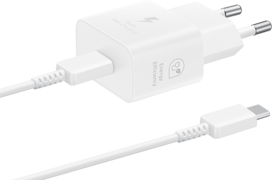 Incarcator Retea Cu Cablu USB-C Samsung, 25W, 3A, 1 x USB-C, Alb EP-T2510XWEGEU