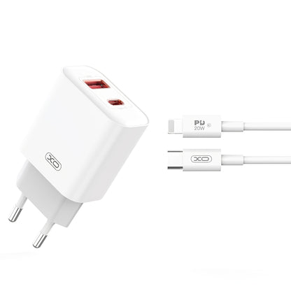 Incarcator Retea Cu Cablu Lightning XO Design CE12, 20W, 3A, 1 x USB-A - 1 x USB-C, Alb