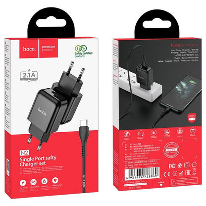 Incarcator Retea Cu Cablu USB-C HOCO N2, 10W, 2A, 1 x USB-A, Negru