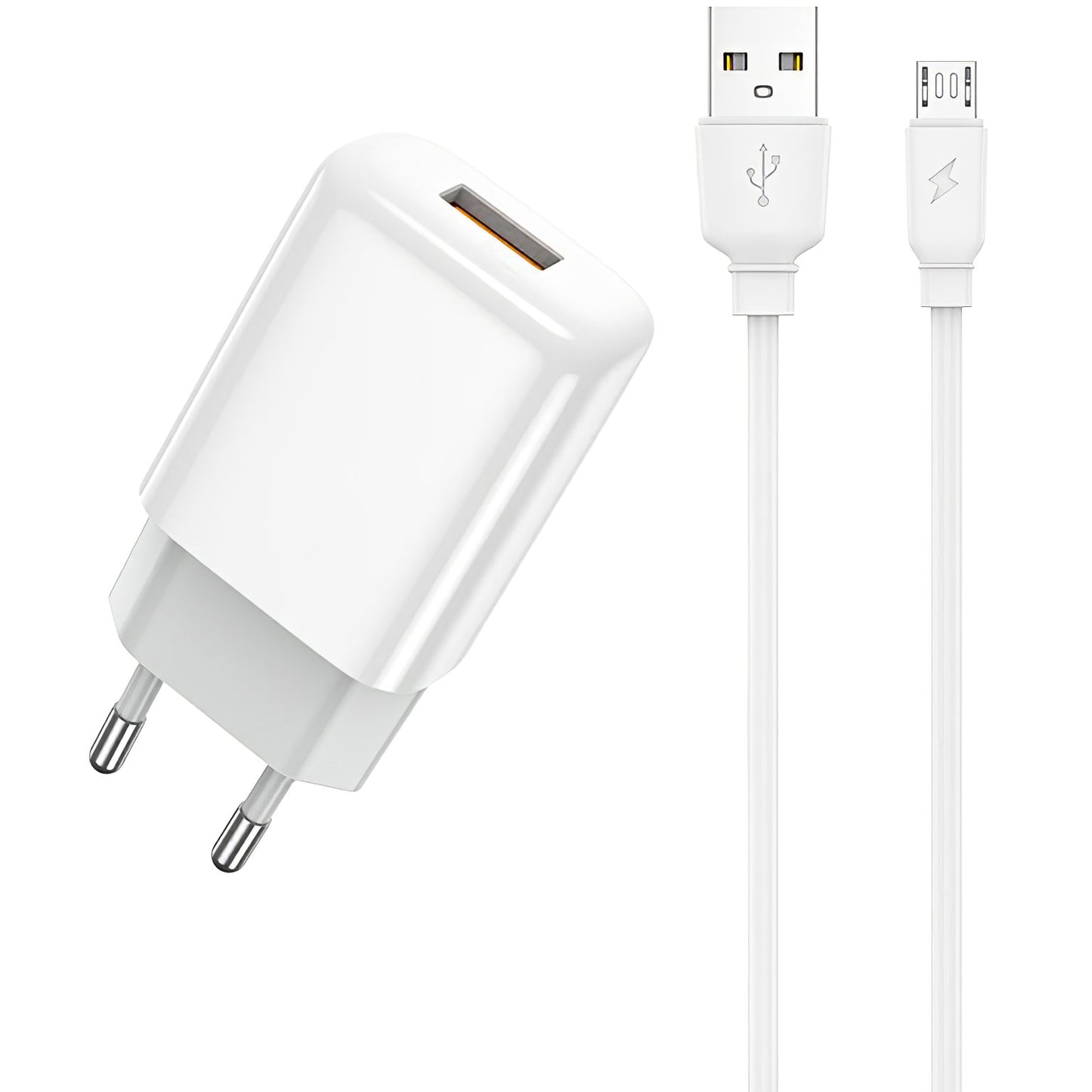 Incarcator Retea Cu Cablu microUSB Prestico F7S, 12W, 2.4A, 1 x USB-A, Alb