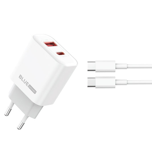 Blue Power BPCE12C Kabel USB-C Ładowarka sieciowa BPCE12C, 20W, 3A, 1 x USB-A - 1 x USB-C, biały 