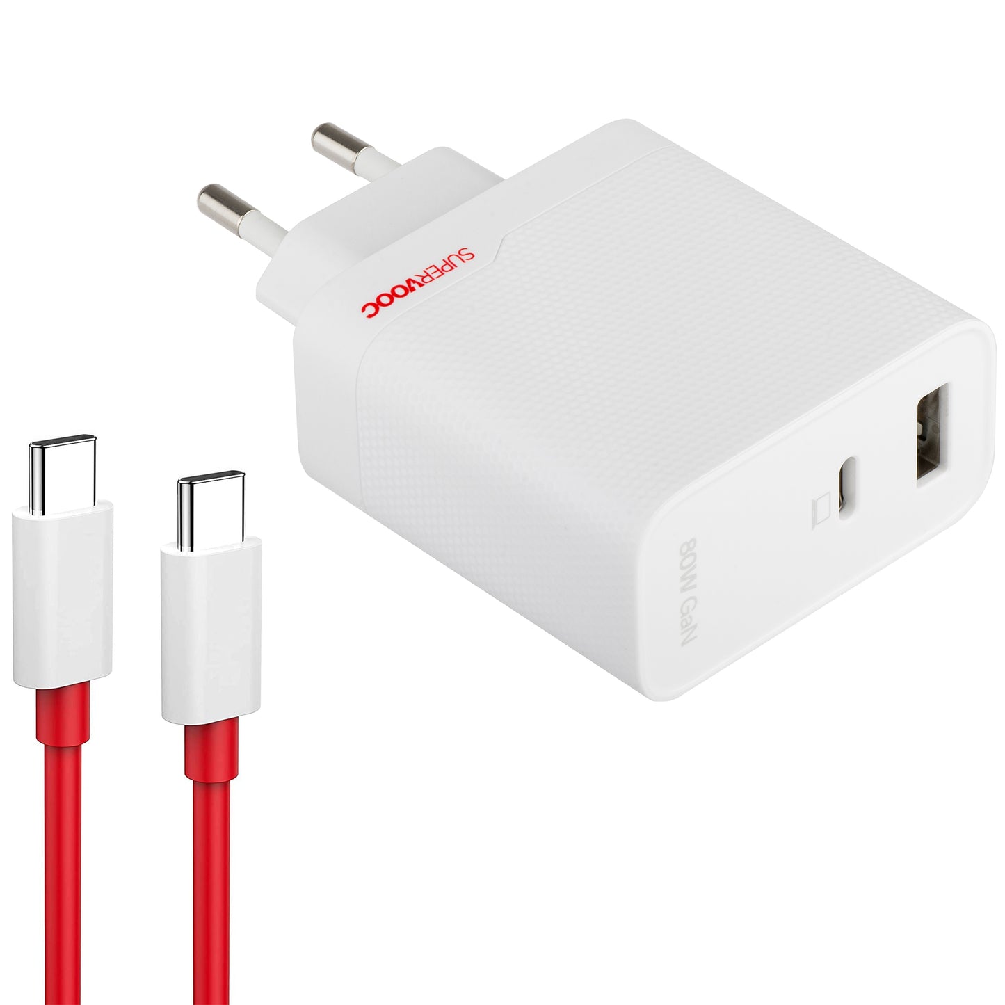 Incarcator Retea Cu Cablu USB-C OnePlus, 80W, 7.3A, 1 x USB-A - 1 x USB-C, Alb 5461100597