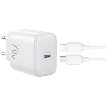 Incarcator Retea Cu Cablu Lightning Joyroom JR-TCF20, 20W, 3A, 1 x USB-C, Alb