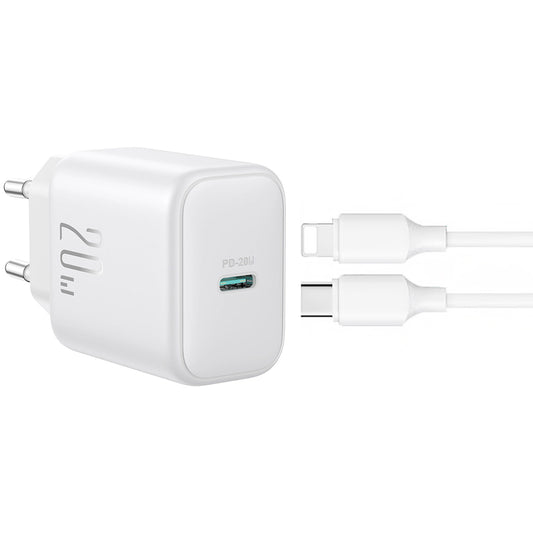Incarcator Retea Cu Cablu Lightning Joyroom JR-TCF20, 20W, 3A, 1 x USB-C, Alb