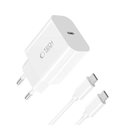 Incarcator Retea Cu Cablu USB-C Tech-Protect NC20W, 20W, 3A, 1 x USB-C, Alb
