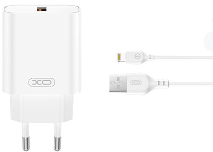 Incarcator Retea Cu Cablu Lightning XO Design CE33, 18W, 3A, 1 x USB-A, Alb