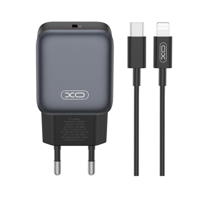 Incarcator Retea Cu Cablu Lightning XO Design L155, 30W, 3A, 1 x USB-C, Negru