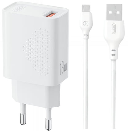 Incarcator Retea Cu Cablu microUSB XO Design L159, 18W, 3A, 1 x USB-A, Alb
