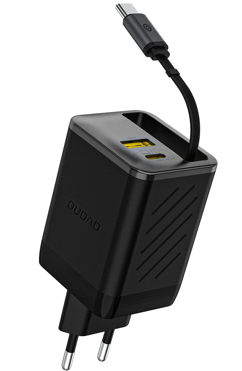 Incarcator Retea Cu Cablu USB-C Dudao A67EU, 67W, 3.35A, 1 x USB-A - 1 x USB-C, Negru