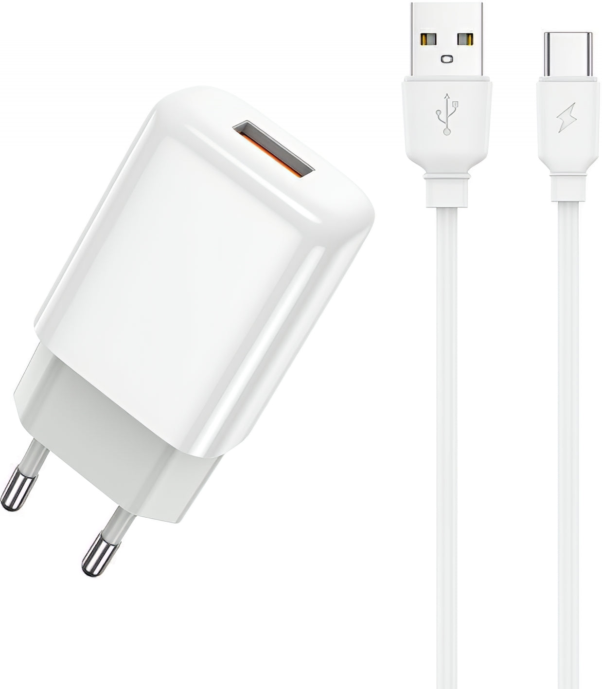 Incarcator Retea Cu Cablu USB-C Prestico F9S, 12W, 2.4A, 1 x USB-A, Alb