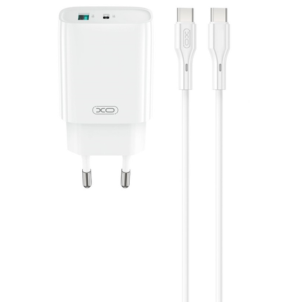 Incarcator Retea Cu Cablu USB-C XO Design CE30, 30W, 3A, 1 x USB-A - 1 x USB-C, Alb