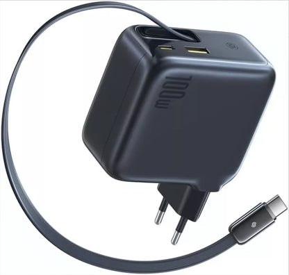 Incarcator Retea Cu Cablu USB-C Baseus EnerCore CJ11, 100W, 1 x USB-A - 2 x USB-C, Negru E0120M00
