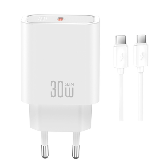 Incarcator Retea Cu Cablu USB-C XO Design CE41, 30W, 3A, 1 x USB-C, Alb