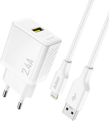 Incarcator Retea Cu Cablu Lightning Dudao A23LEU, 30W, 2.4A, 1 x USB-A, Alb