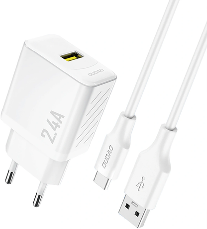 Incarcator Retea Cu Cablu USB-C Dudao A23TEU, 12W, 2.4A, 1 x USB-A, Alb