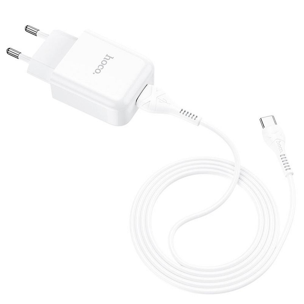 Incarcator Retea Cu Cablu USB-C HOCO N2, 10W, 2.1A, 1 x USB-A, Alb