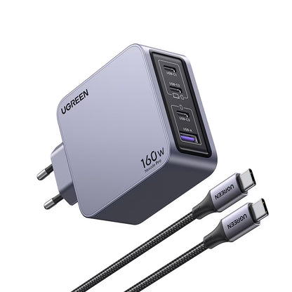 Incarcator Retea Cu Cablu USB-C UGREEN X763 Nexode Pro, 160W, 3.25A, 1 x USB-A - 3 x USB-C, Gri