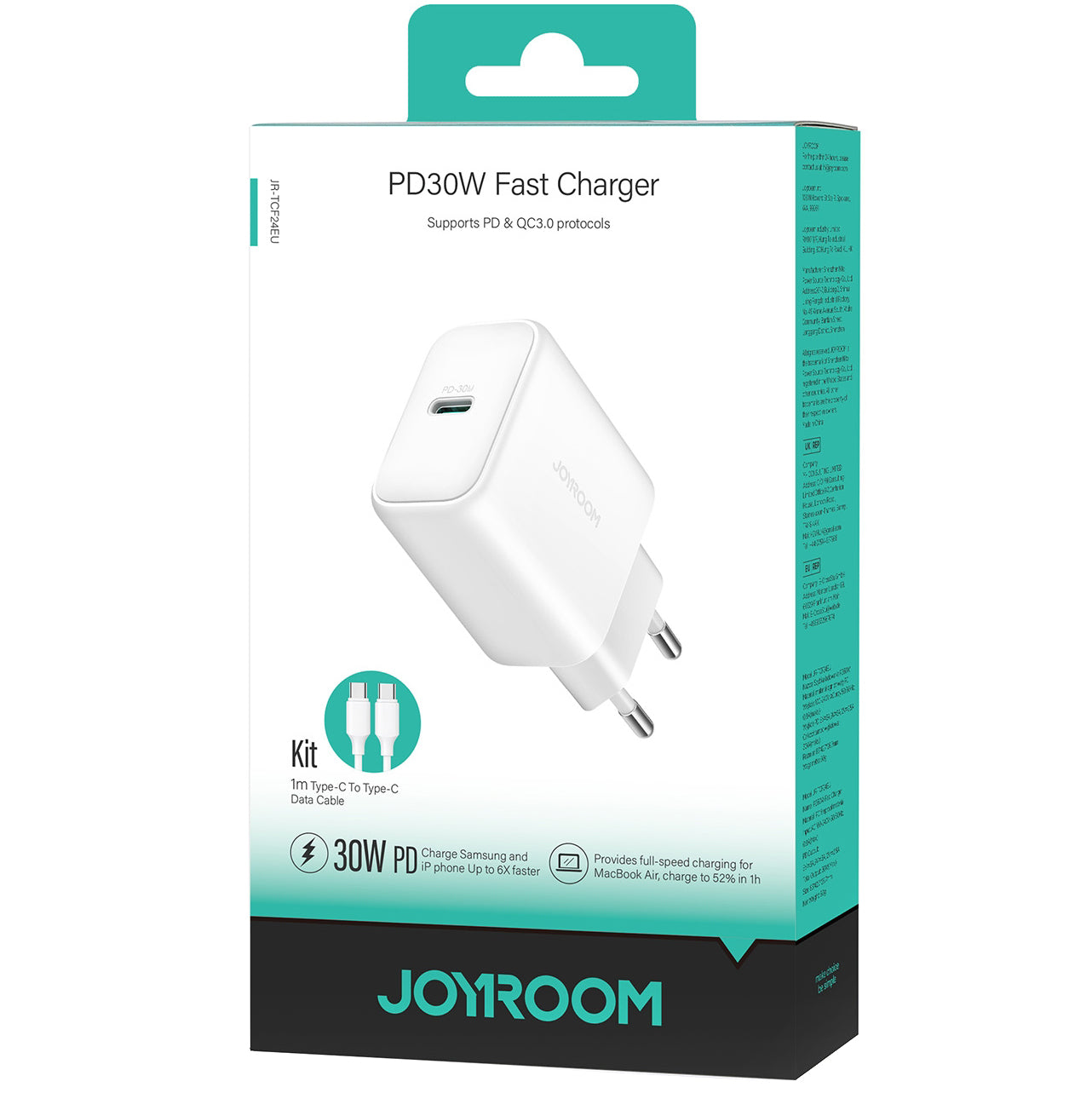 Incarcator Retea Cu Cablu USB-C Joyroom JR-TCF24, 30W, 3A, 1 x USB-C, Alb