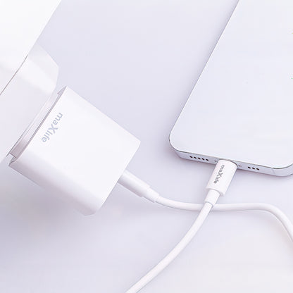 Incarcator Retea Cu Cablu USB-C MaXlife MXTC-06-20AC, 20W, 3A, 1 x USB-A - 1 x USB-C, Alb