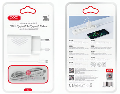 Incarcator Retea Cu Cablu USB-C XO Design L162, 30W, 3A, 1 x USB-C, Alb