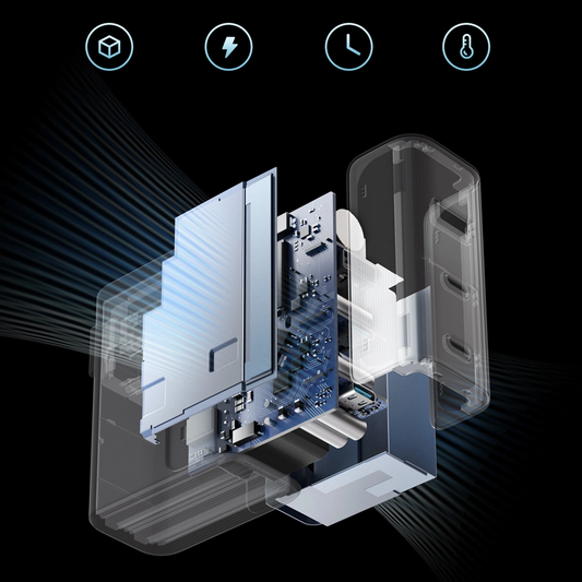 Incarcator Retea Cu Cablu USB-C Cuktech, 100W, 5A, 1 x USB-A - 2 x USB-C, Gri CUKAD1003EUG