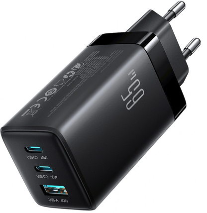 Incarcator Retea Cu Cablu USB-C Joyroom JR-TG10, 65W, 3.25A, 1 x USB-A - 2 x USB-C, Negru