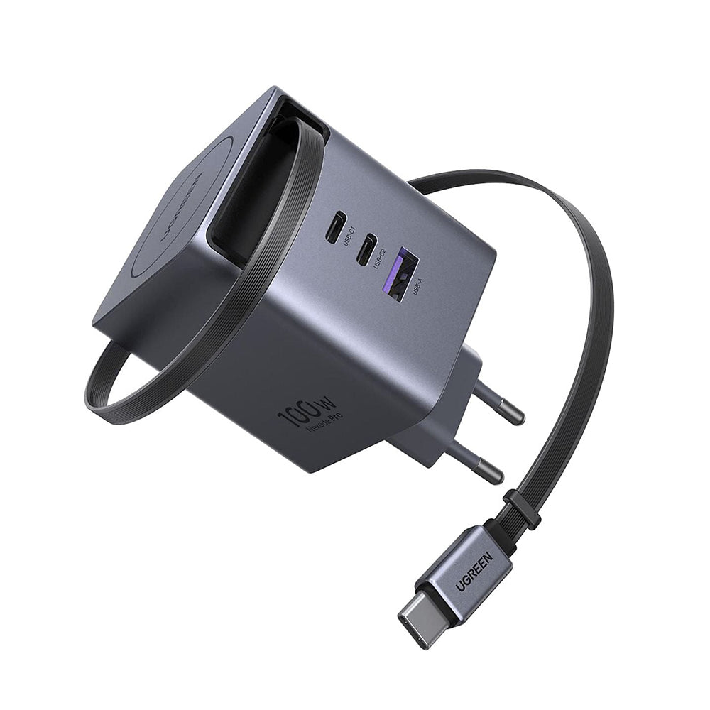 Incarcator Retea Cu Cablu USB-C UGREEN X616 (65828), 100W, 5A, 1 x USB-A - 3 x USB-C, Gri