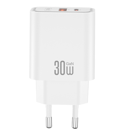 Incarcator Retea Cu Cablu USB-C XO Design CE42, 30W, 3A, 1 x USB-A - 1 x USB-C, Alb