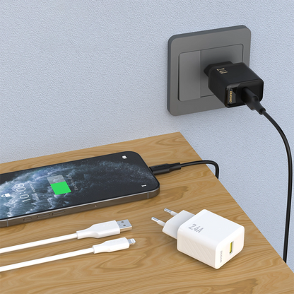 Incarcator Retea Cu Cablu Lightning Dudao A23LEU, 30W, 2.4A, 1 x USB-A, Alb