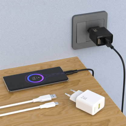 Incarcator Retea Cu Cablu USB-C Dudao A23TEU, 12W, 2.4A, 1 x USB-A, Alb