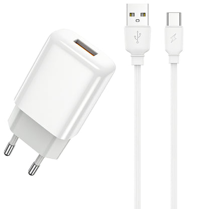 Incarcator Retea Cu Cablu USB-C Prestico F7S, 12W, 2.4A, 1 x USB-A, Alb